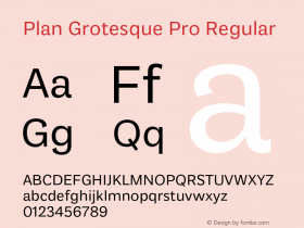 PlanGrotesquePro-Regular Version 2.000 Font Sample