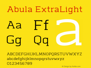 Abula ExtLt Bold Version 1.000 Font Sample