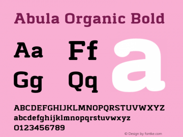 AbulaOrganic-Bold Version 1.000 Font Sample