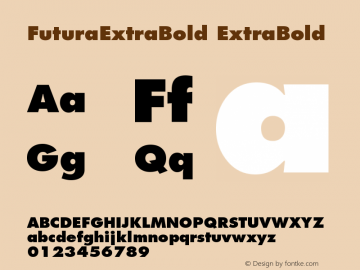 FuturaExtraBold Macromedia Fontographer 4.1.5 28/4/01 Font Sample