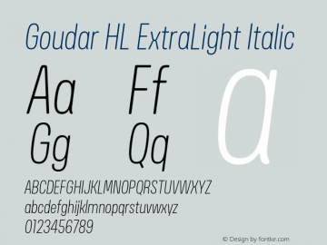 GoudarHL-ExtraLightItalic Version 1.10 Build 0117 Font Sample