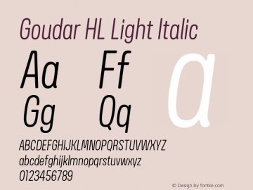 GoudarHL-LightItalic Version 1.10 Build 0117 Font Sample