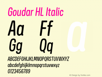 GoudarHL-Italic Version 1.10 Build 0117 Font Sample