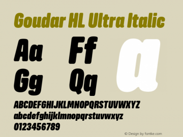 GoudarHL-UltraItalic Version 1.10 Build 0117 Font Sample