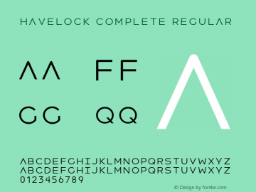 Havelock Complete Regular Version 1.000 Font Sample