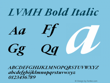 LVMH Bold Italic Version 1.003;PS 1.3;hotconv 1.0.88;makeotf.lib2.5.647800 Font Sample