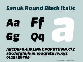 Sanuk Round Black Italic Version 7.504; 2018; Build 1033 Font Sample