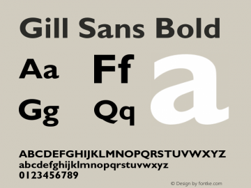 GillSans-Bold Version 1.042;PS 001.001;Core 1.0.38;makeotf.lib1.6.5960 Font Sample
