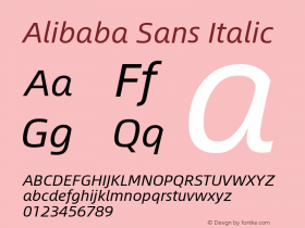 Alibaba Sans Italic Version 1.00图片样张