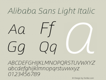Alibaba Sans Light Italic Version 1.00 Font Sample