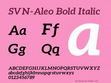 SVN-AleoBoldItalic Version 1.2.2 Font Sample