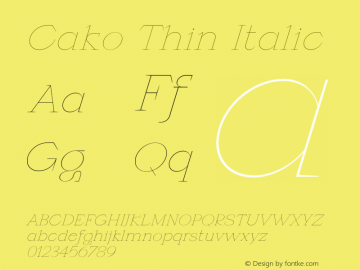 Cako Thin Italic Version 1.000 | B-MOD图片样张