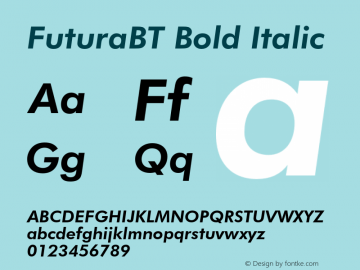 FuturaBT-BoldItalic Version 3.10, build 19, s3图片样张