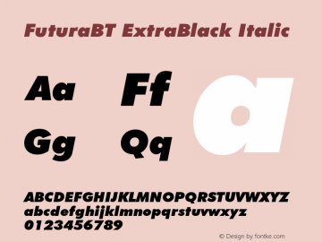 FuturaBT-ExtraBlackItalic Version 3.10, build 19, s3图片样张