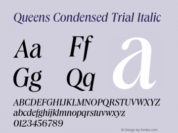 Queens Condensed Trial Italic Version 1.000图片样张