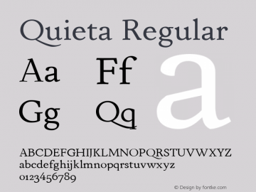 Quieta Regular Version 1.000;hotconv 1.0.109;makeotfexe 2.5.65596 Font Sample