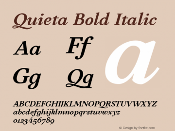 Quieta Bold Italic Version 1.000;hotconv 1.0.109;makeotfexe 2.5.65596 Font Sample