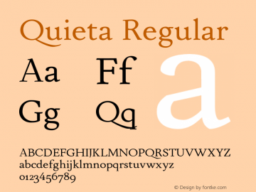 Quieta-Regular Version 1.000;hotconv 1.0.109;makeotfexe 2.5.65596 Font Sample