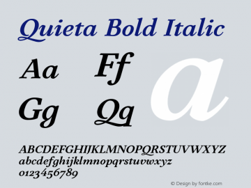 Quieta-BoldItalic Version 1.000;hotconv 1.0.109;makeotfexe 2.5.65596 Font Sample