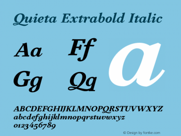 Quieta-ExtraboldItalic Version 1.000;hotconv 1.0.109;makeotfexe 2.5.65596 Font Sample