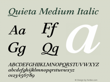 Quieta-MediumItalic Version 1.000;hotconv 1.0.109;makeotfexe 2.5.65596 Font Sample