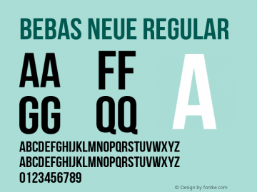 Bebas Neue Regular Version 1.002 Font Sample