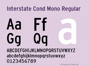 Interstate Cond Mono Regular Version 001.000 Font Sample