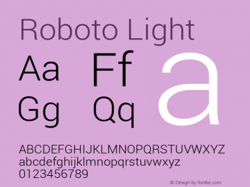 Roboto Lt Regular Version 1.00000; 2011 Font Sample