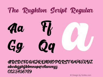The Rughton Script Version 1.00;March 30, 2020;FontCreator 12.0.0.2563 64-bit图片样张