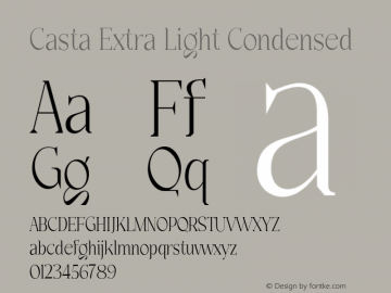 Casta-ExtraLightCondensed Version 1.000 Font Sample