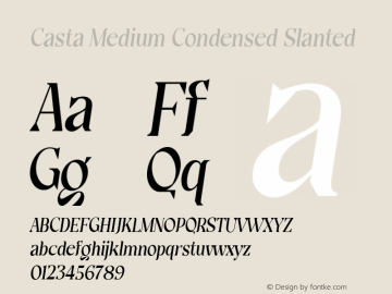Casta-MediumCondensedSlanted Version 1.000 Font Sample