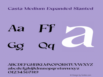 Casta-MediumExpandedSlanted Version 1.000 Font Sample