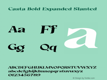 Casta-BoldExpandedSlanted Version 1.000 Font Sample
