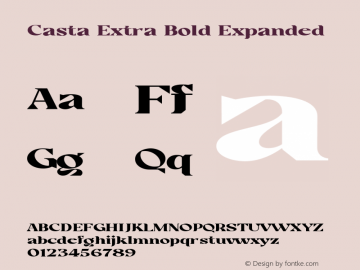 Casta-ExtraBoldExpanded Version 1.000 Font Sample