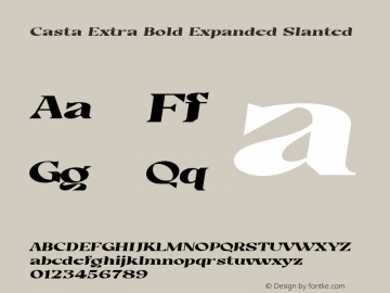 Casta-ExtBdExpSlant Version 1.000 Font Sample