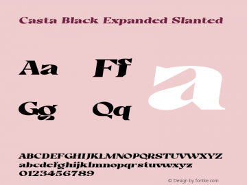 Casta-BlackExpandedSlanted Version 1.000 Font Sample