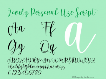 LovelyPersonalUse-Script Version 1.001;Fontself Maker 3.5.1图片样张