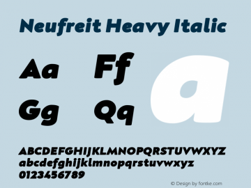 Neufreit Heavy Italic Version 1.000 Font Sample