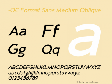 -OC Format Sans Md Obl Version 1.000;PS 001.000;hotconv 1.0.88;makeotf.lib2.5.64775 Font Sample