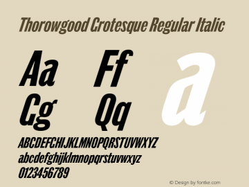 ThorowgoodGrotesque-RegIta Version 1.001;hotconv 1.0.109;makeotfexe 2.5.65596 Font Sample