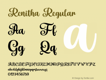Renitha Version 1.00;August 3, 2020;FontCreator 12.0.0.2525 64-bit图片样张