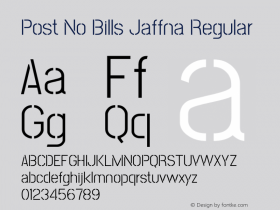 Post No Bills Jaffna Regular Version 1.220 ; ttfautohint (v1.6) Font Sample