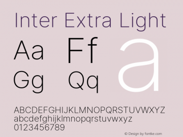 Inter Extra Light Version 3.015;git-7f5c04026 Font Sample
