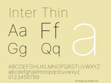 Inter Thin Version 3.015;git-7f5c04026 Font Sample