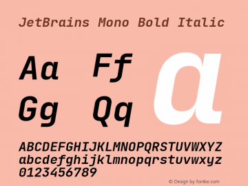 JetBrains Mono Bold Italic 2.002图片样张