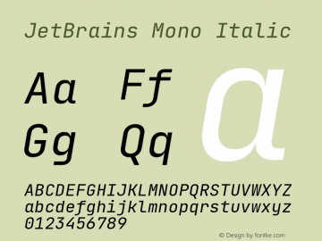 JetBrains Mono Italic 2.002图片样张