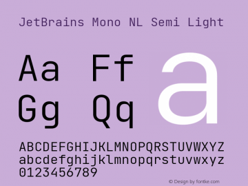 JetBrains Mono NL Semi Light 2.002图片样张