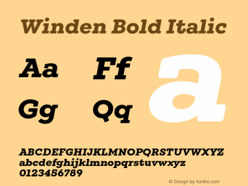Winden-BoldItalic Version 1.000;hotconv 1.0.109;makeotfexe 2.5.65596 Font Sample