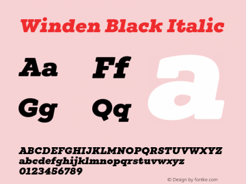 Winden-BlackItalic Version 1.000;hotconv 1.0.109;makeotfexe 2.5.65596 Font Sample