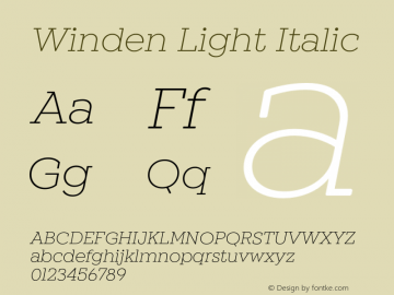 Winden-LightItalic Version 1.000;hotconv 1.0.109;makeotfexe 2.5.65596 Font Sample